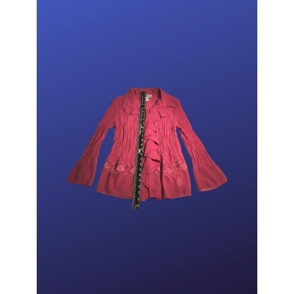 CHADWICK’S Semi-sheer/Lace-Trim/Ruffled REGENCY Blouse, MAUVE, Size 16, NWOT - Picture 6 of 8